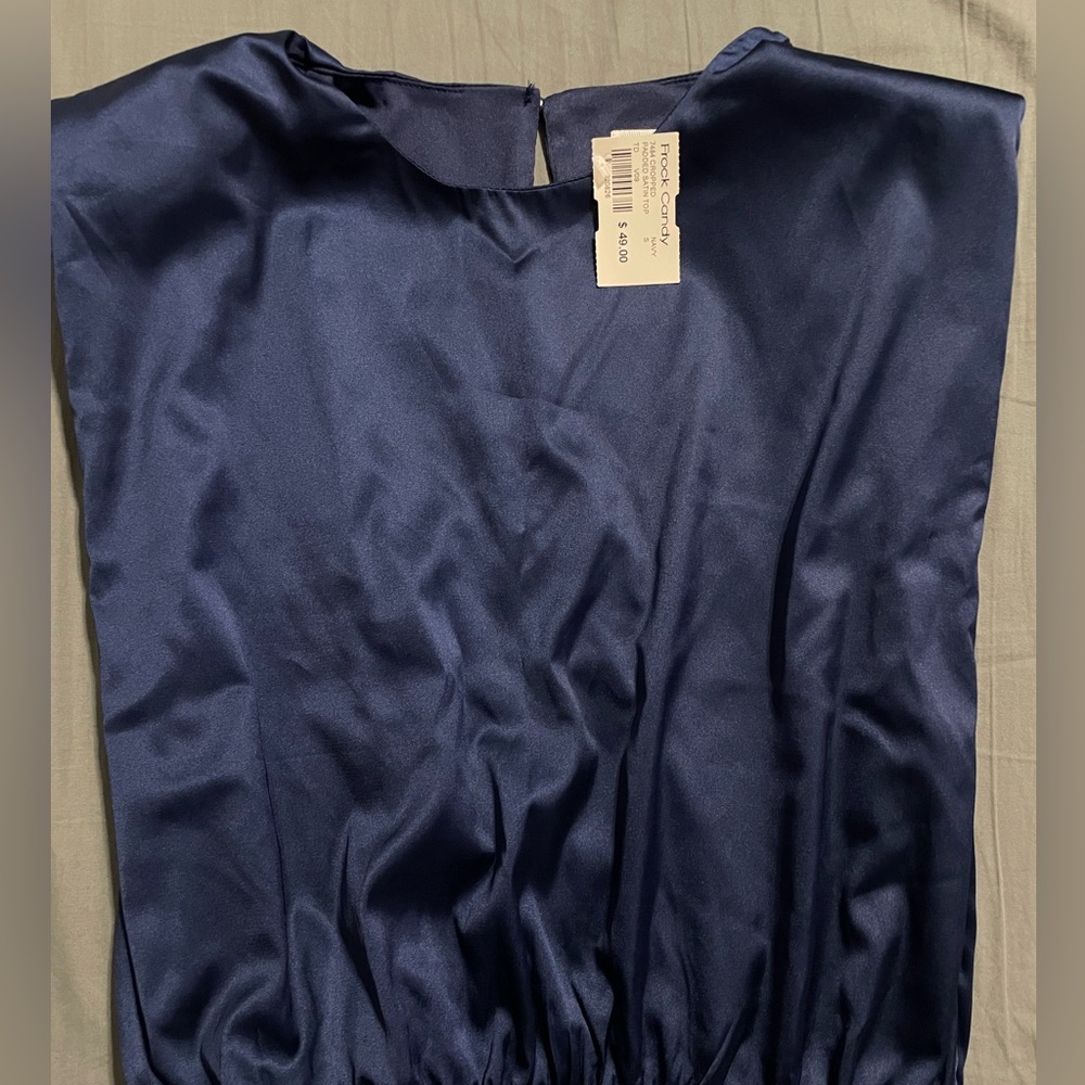 navy shoulder top